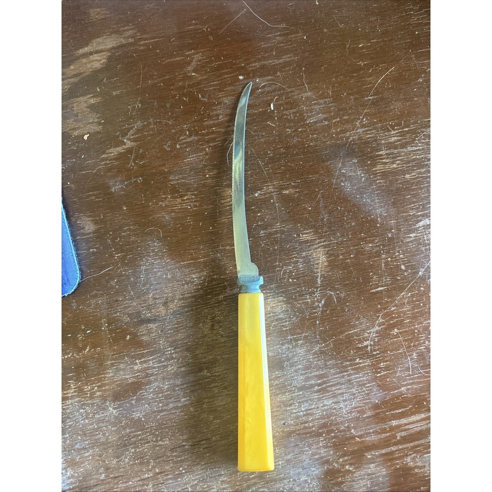Henry's Stainless Butterscotch Bakelite Handle Tomato/Steak Knife Vintage